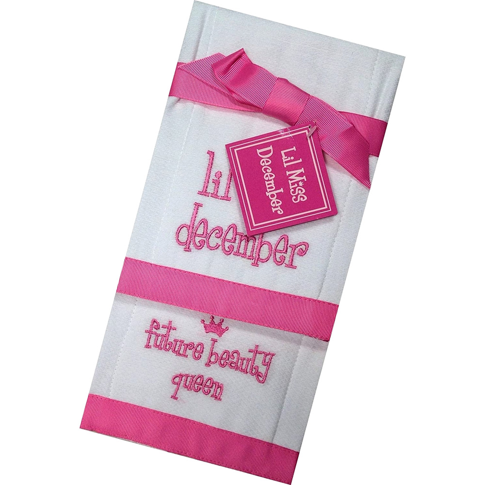 Mud Pie Baby Burp Cloth Set Lil Miss December Future Beauty Queen Set of 2 NWT